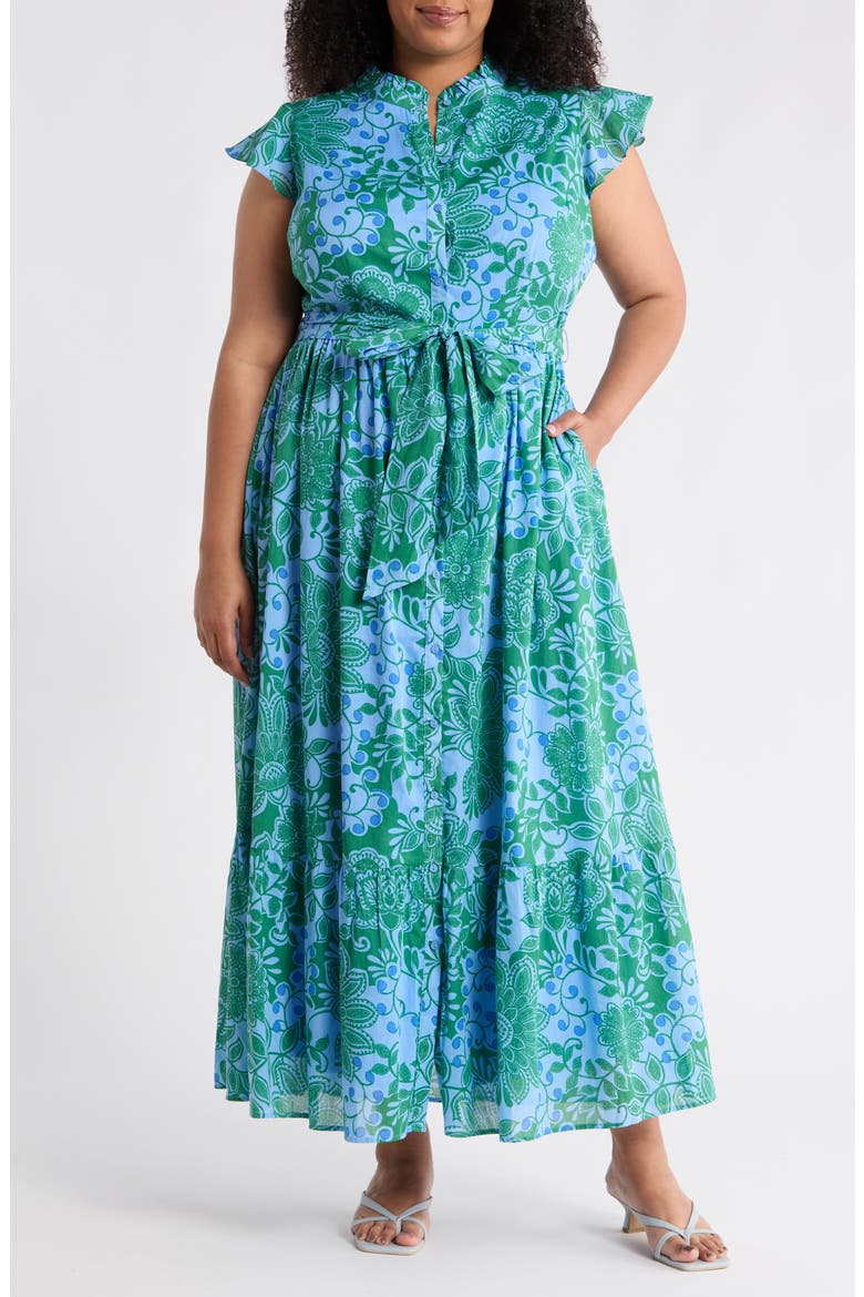 Tressa Floral Print Maxi Dress, Main, color, KELLY-BLUE-MUL