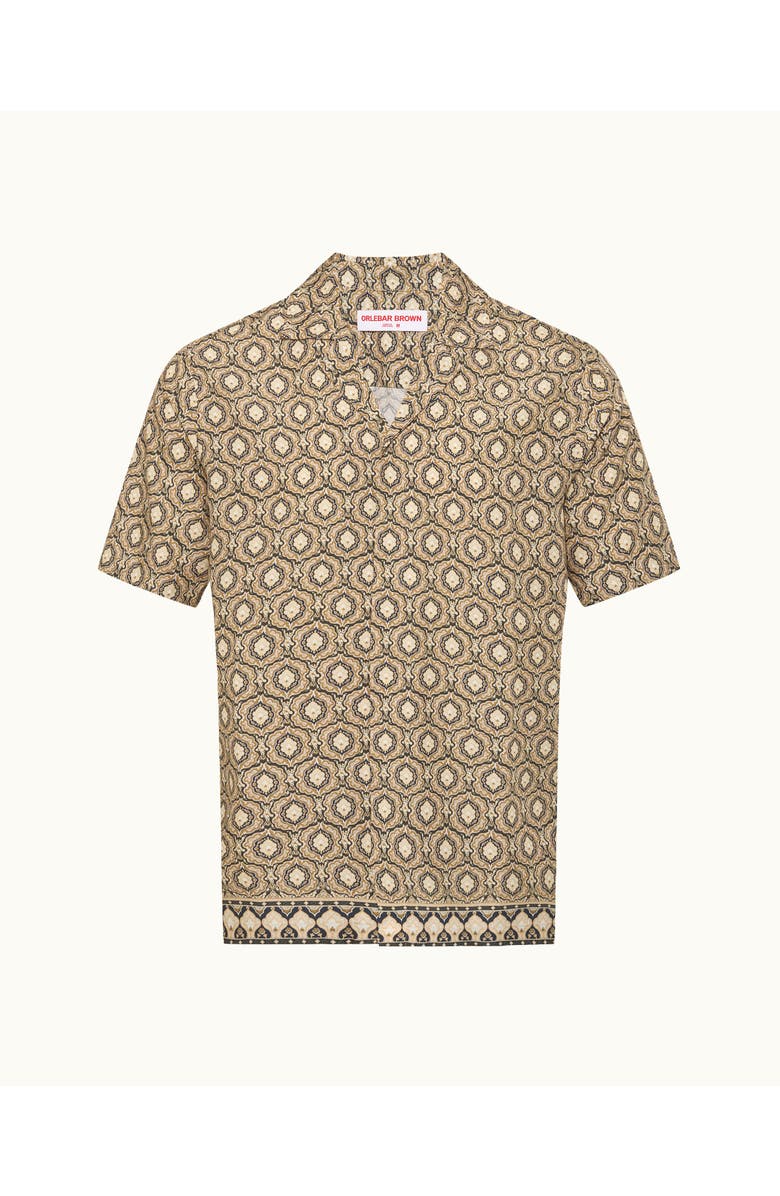 Orlebar Brown Maitan Relaxed Fit Passetto Print Shirt, Main, color, Bayleaf Green