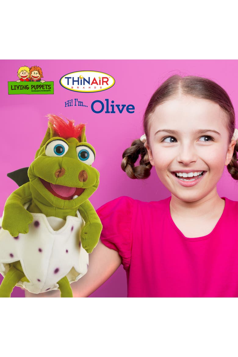 Olive The Baby Dinosaur 14 Inch Plush Hand Puppet, Alternate, color, Multicolored