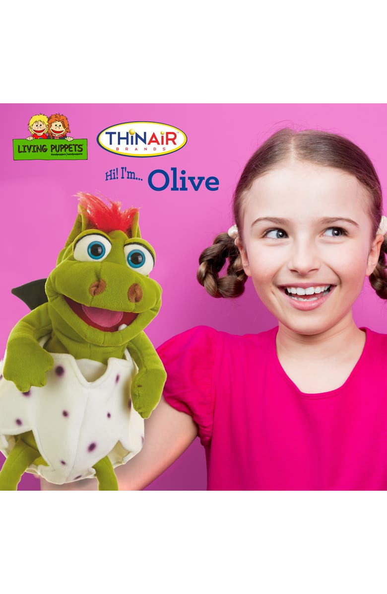 Living Puppets Olive The Baby Dinosaur 14 Inch Plush Hand Puppet, Alternate, color, Multicolored