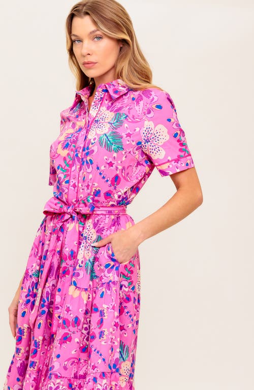 Flying Tomato Button-up Fit & Flare Midi Dress In Purple