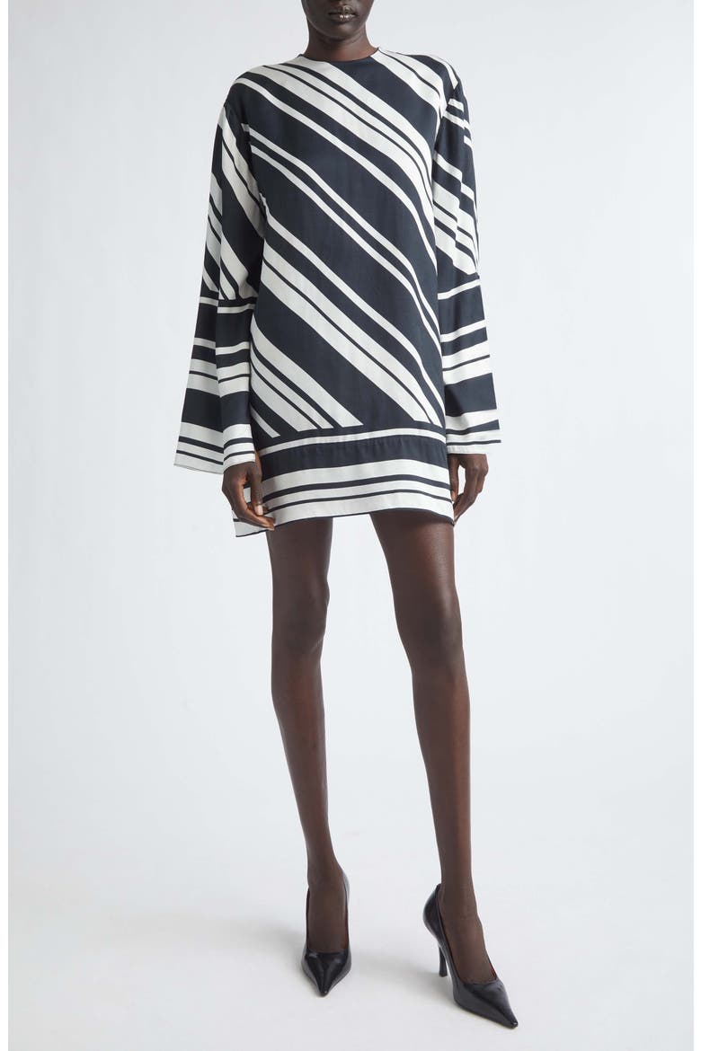 The Leni Striped Long Sleeve Minidress, Main, color, BLACK/ WHITE STRIPE