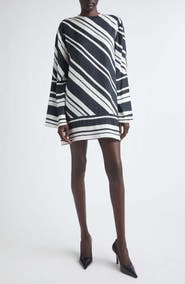 Brandon Maxwell The Leni Striped Long Sleeve Minidress