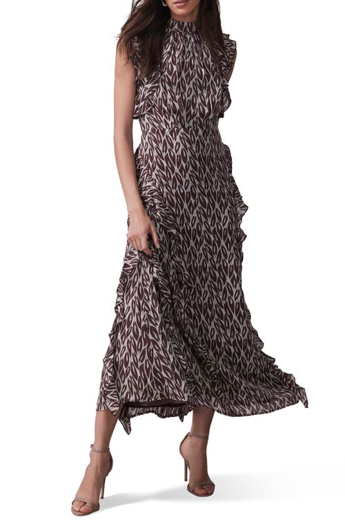 Mint Velvet Printed Maxi Dress In Burgundy