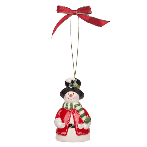 Christmas Tree Snowman Bell Ornament