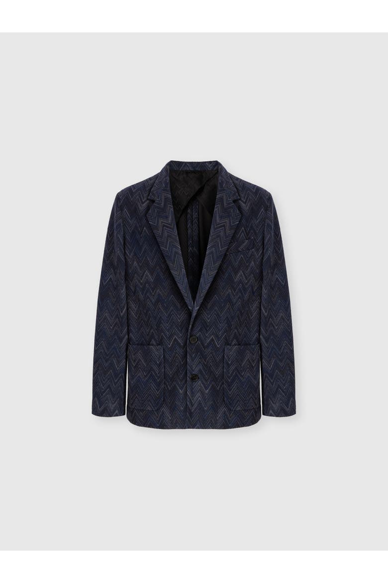Cotton And Viscose Zig Zag Blazer, Main, color, Multicoloured
