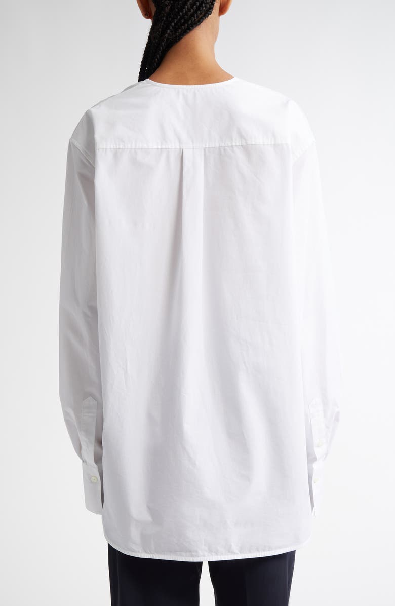 TOTEME Deep V-Neck Organic Cotton Tunic Top, Alternate, color, White
