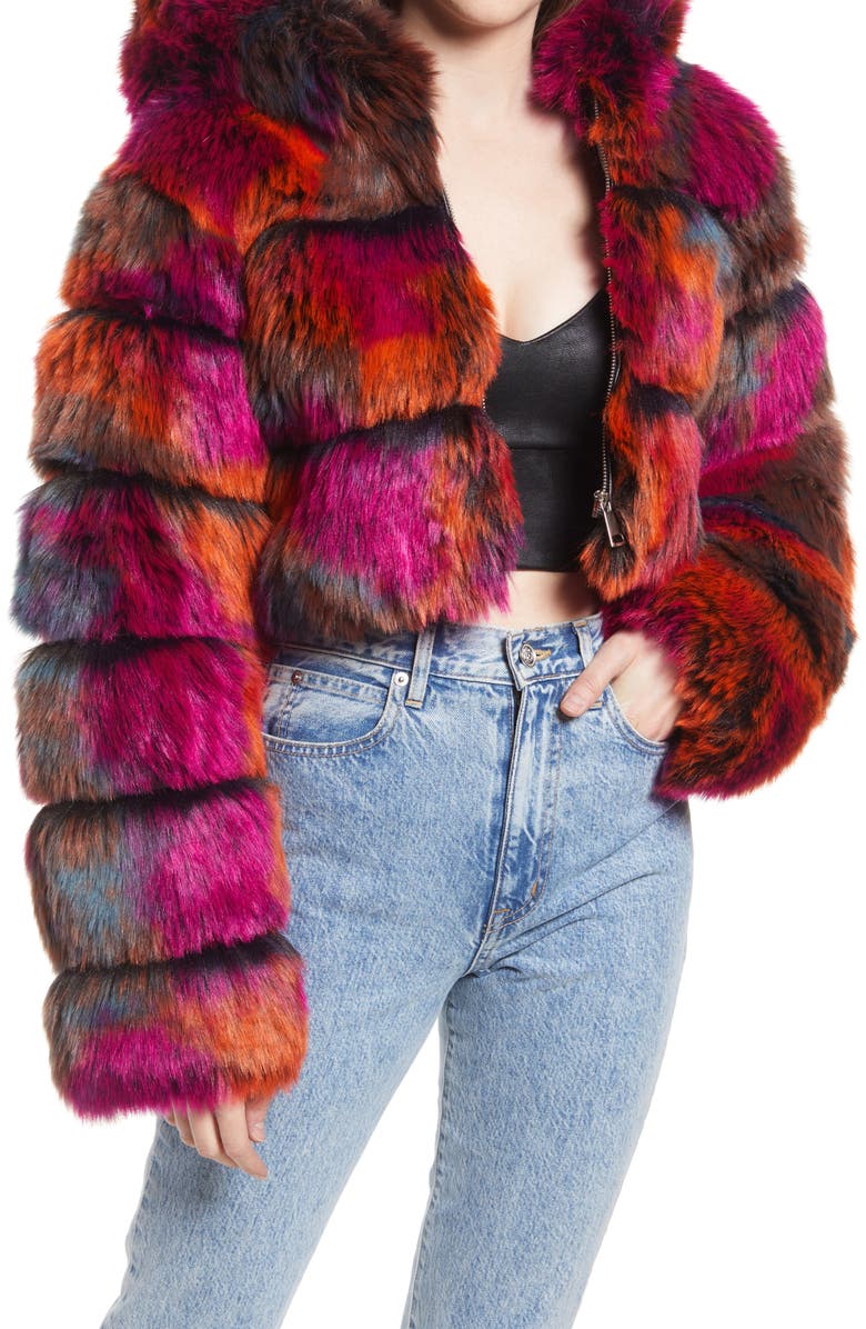 AZALEA WANG Faux Fur Puffer Jacket, Main, color, 