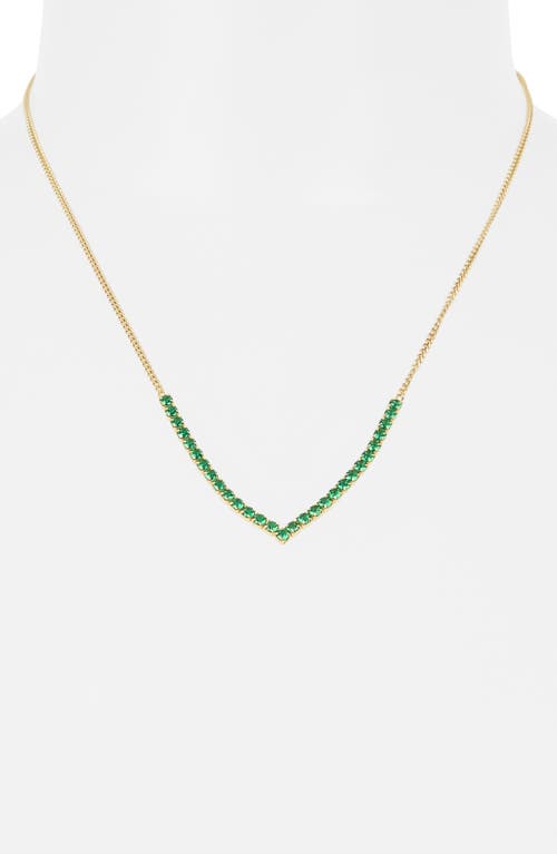 Meshmerise Colorful Crystal V-front Chain Necklace In Yellow/green