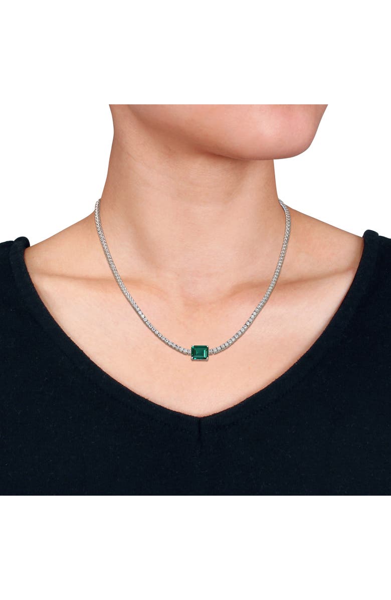 Julianna B. Lab-Created Emerald & White Sapphire Necklace, Alternate, color, Emerald
