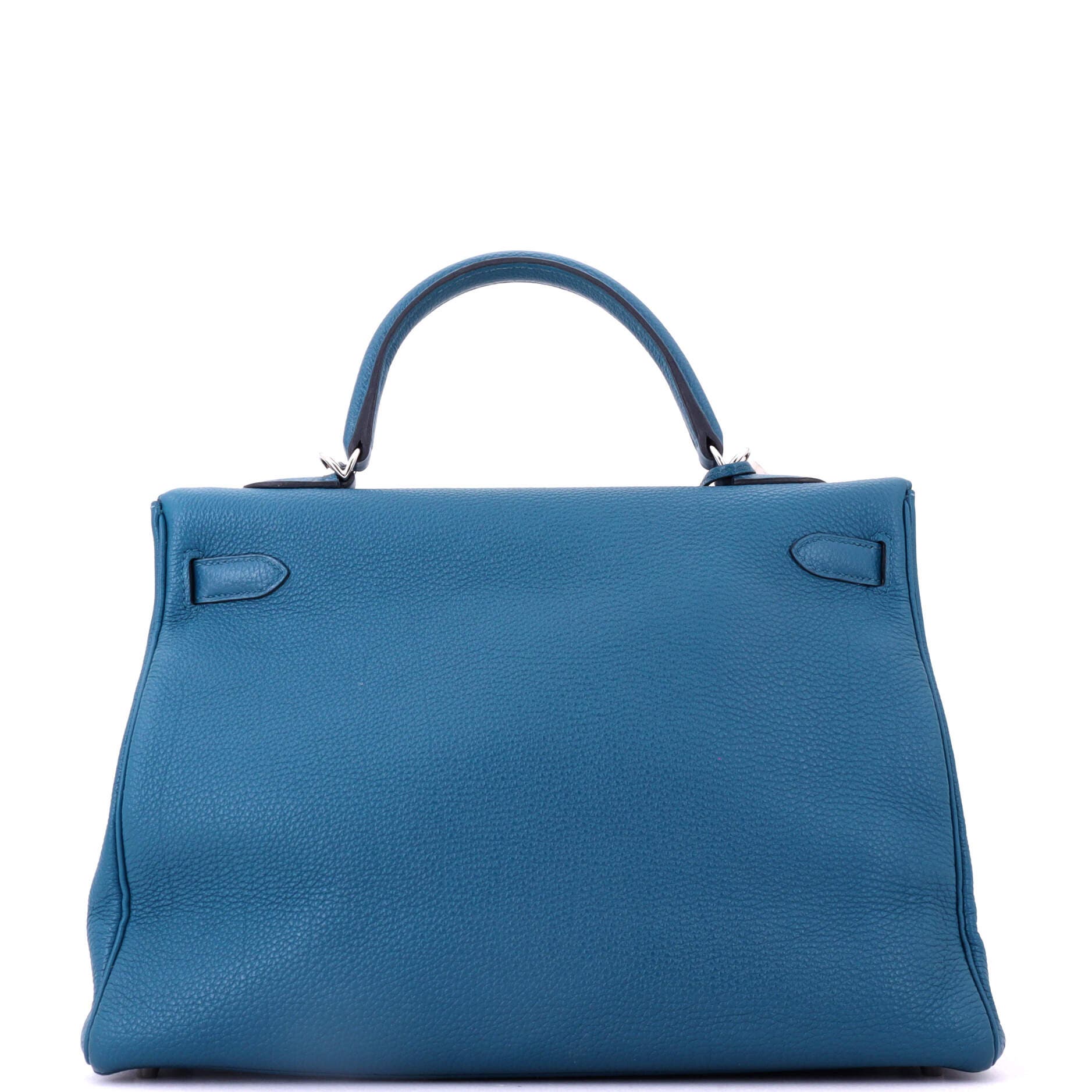 Pre-Owned Hermes Kelly Handbag Blue Togo with Palladium Hardware 35, Alternate, color, Bleu De Galice