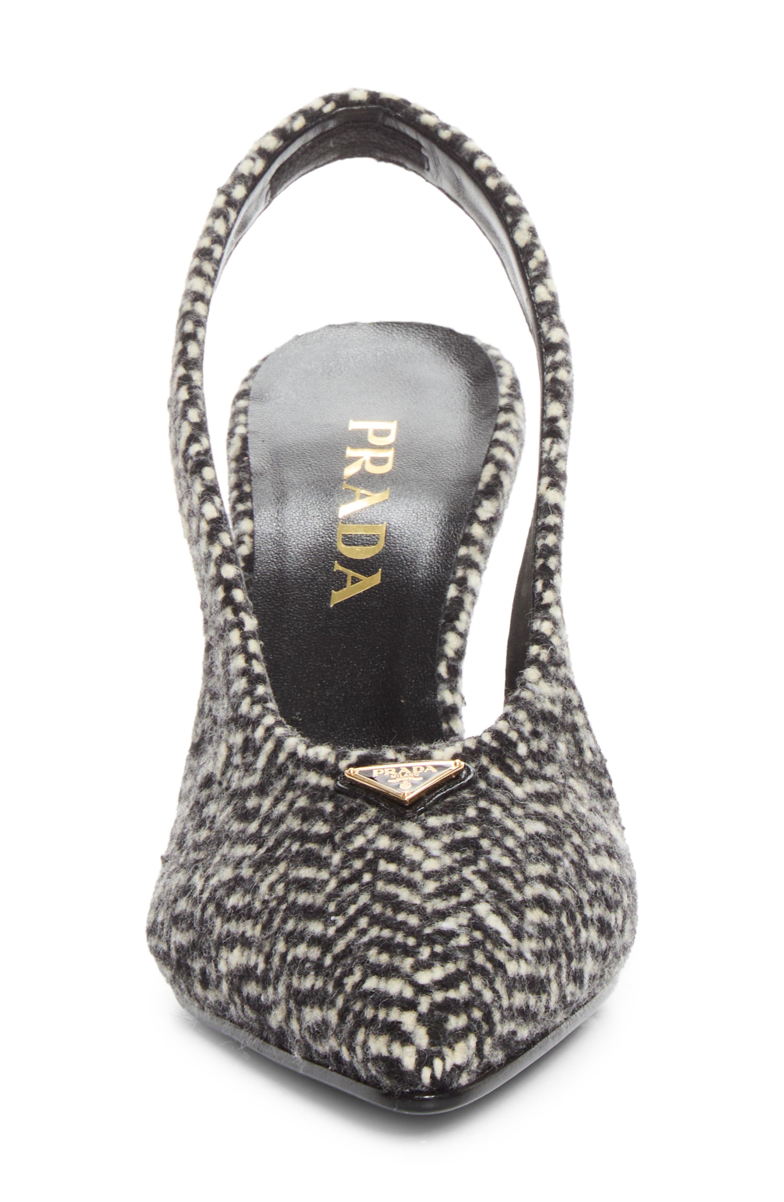 Herringbone Slingback Pump, Alternate, color, BIANCO/ NERO