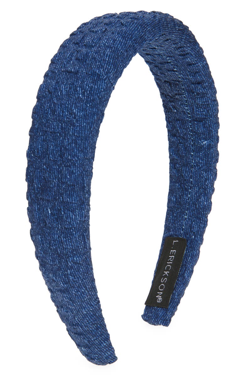 L. Erickson Oakley Denim Seersucker Headband, Main, color, Dark Wash