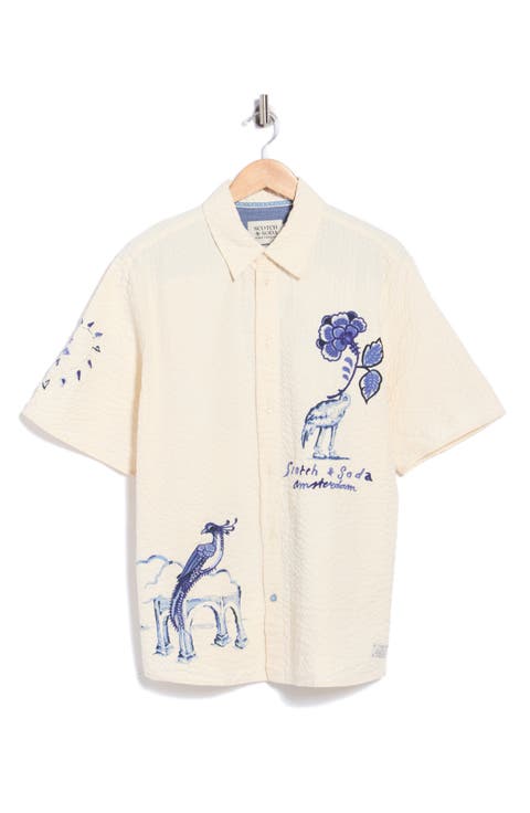 x Royal Delft Short Sleeve Button-Up Shirt