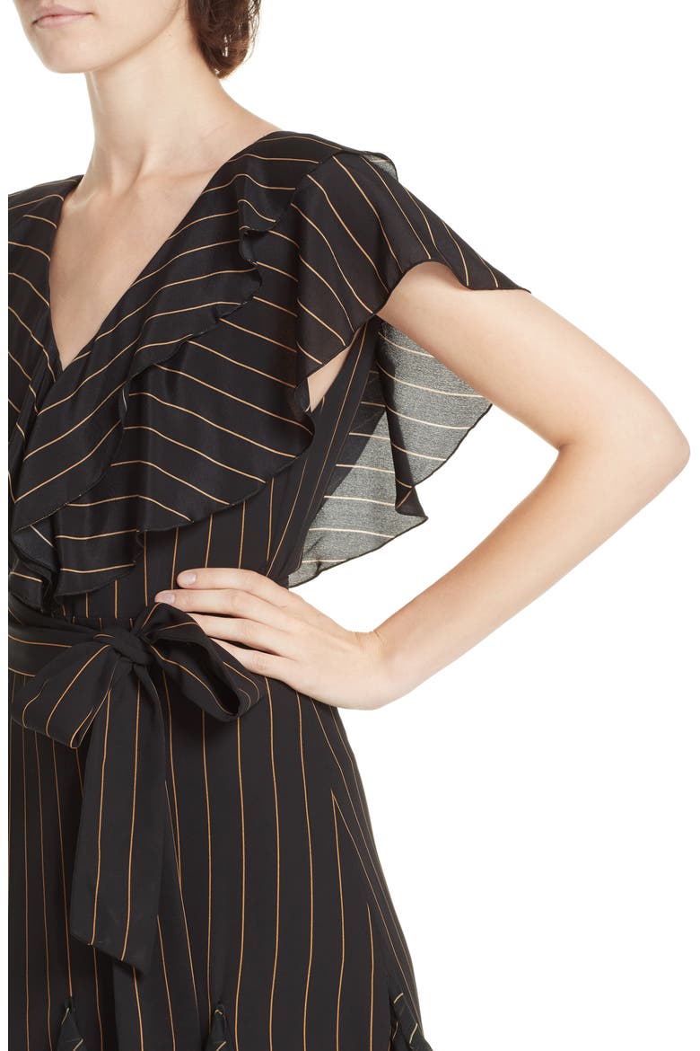 Tessa Ruffle Godet Stripe Dress, Alternate, color, PINSTRIPE