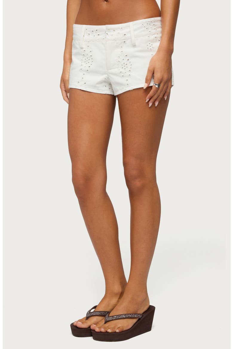 Wynell Cotton Eyelet Shorts, Alternate, color, WHITE