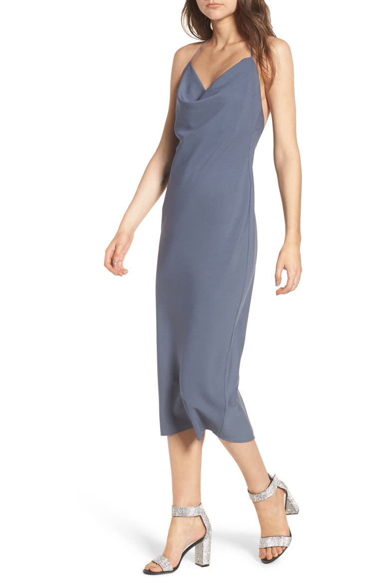 Cowl Neck Midi Dress, Main, color, GREY GRISAILLE