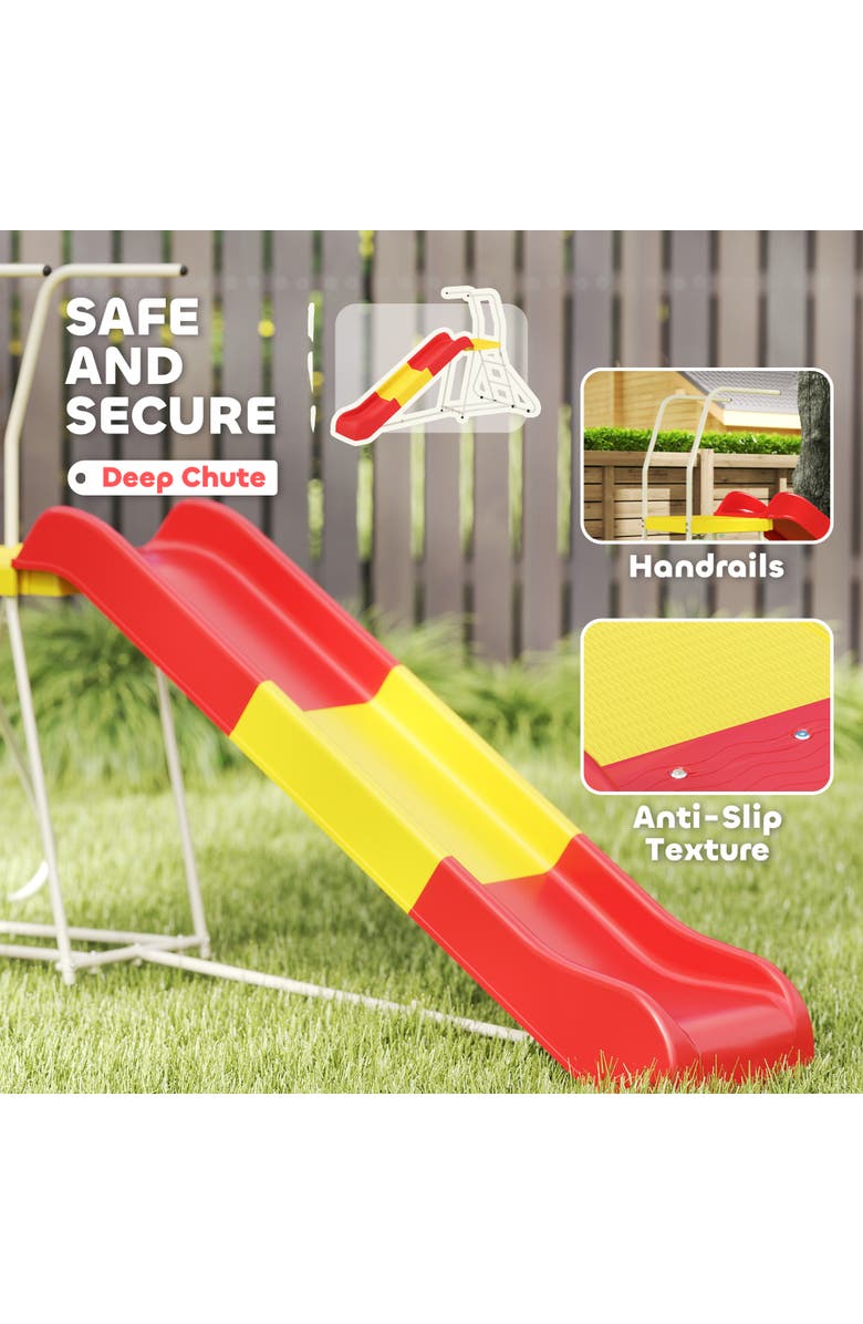 Qaba 6ft Kids Slide with Climbing Ladder, Platform, Indoor/Outdoor Use, Alternate, color, Red