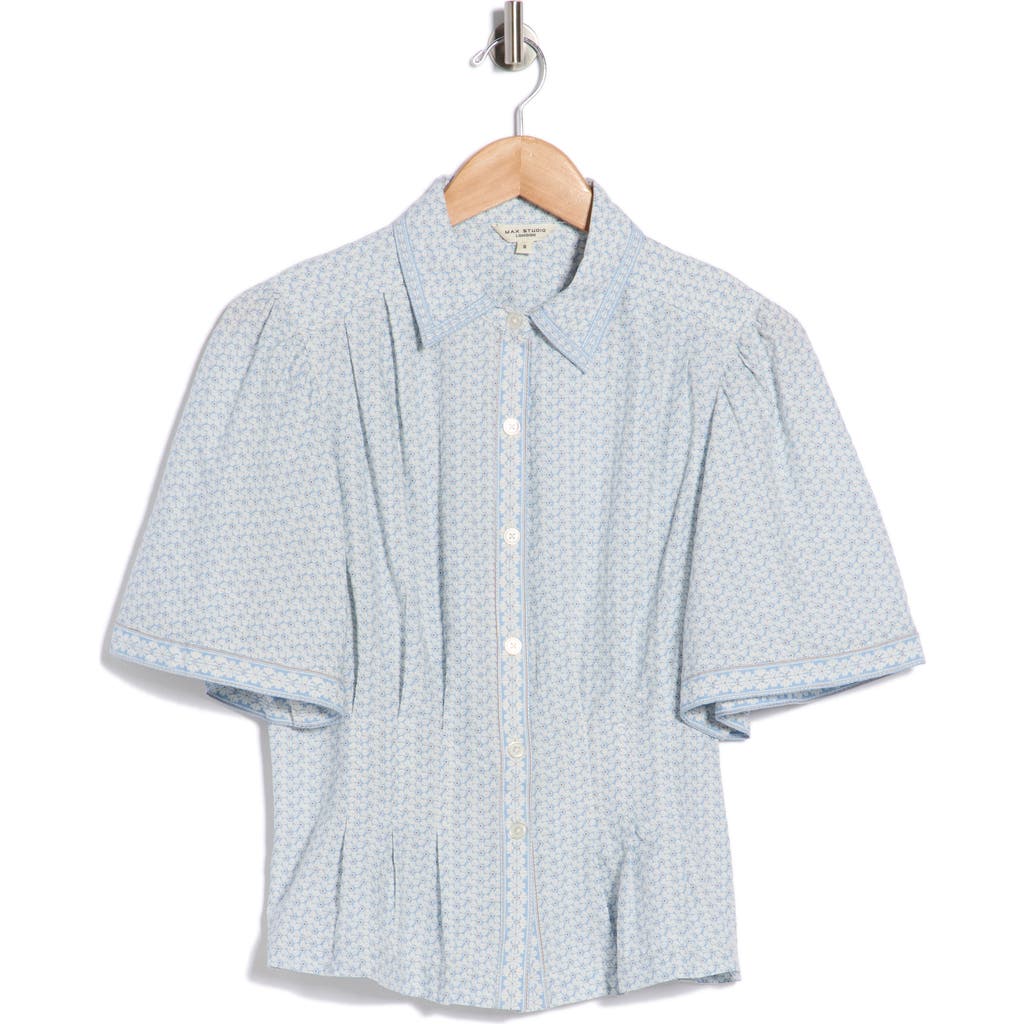 Max Studio Short Sleeve Peplum Button-up Shirt