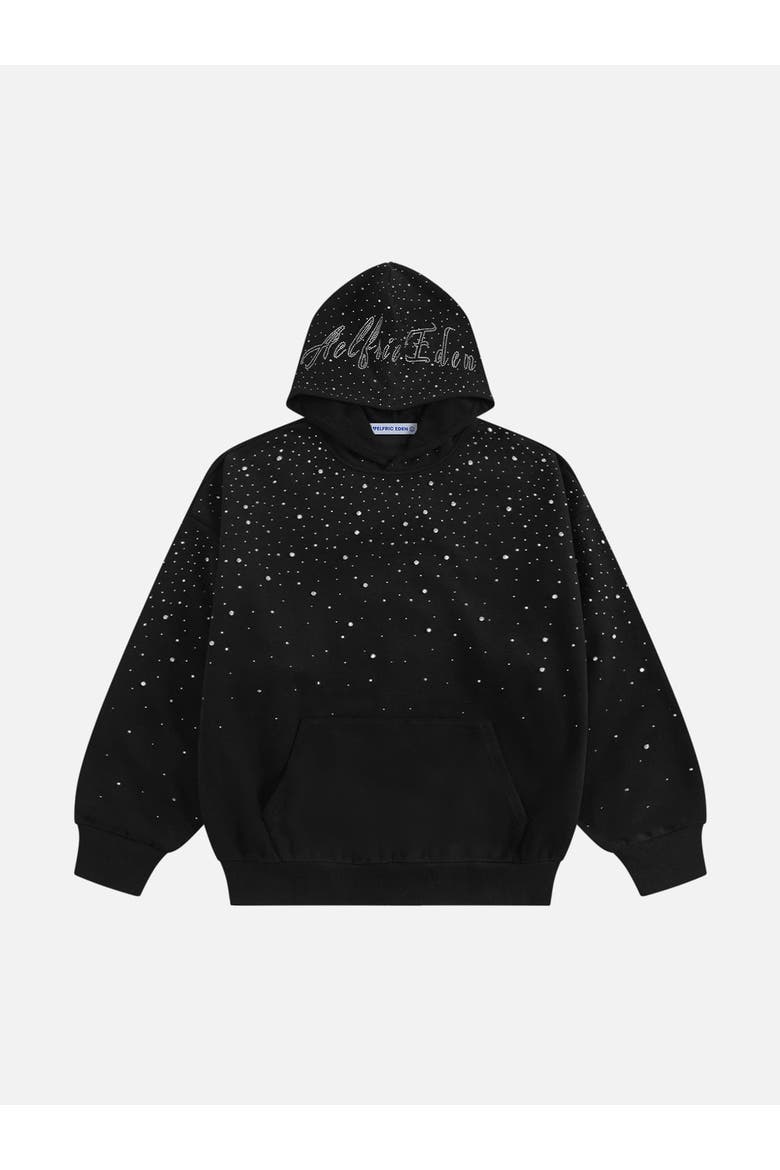 Rhinestone Pullover Hoodie, Alternate, color, Black