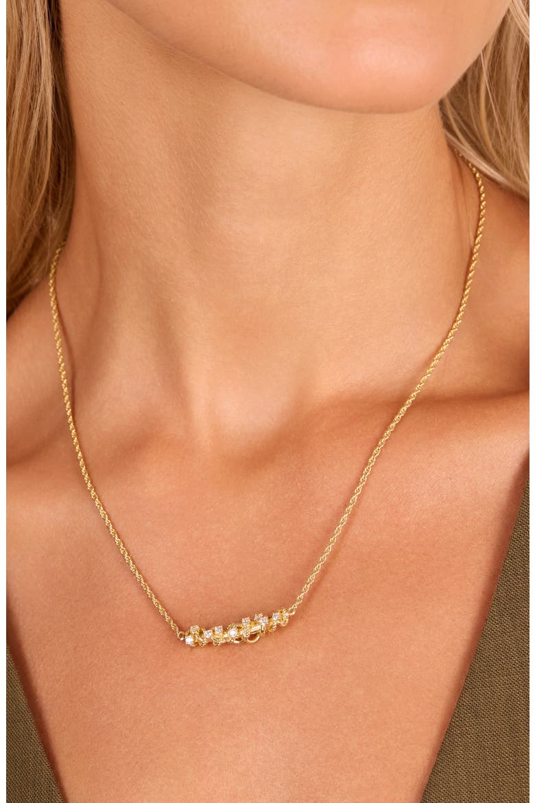 Cubic Zirconia Knot Pendant Necklace, Alternate, color, GOLD