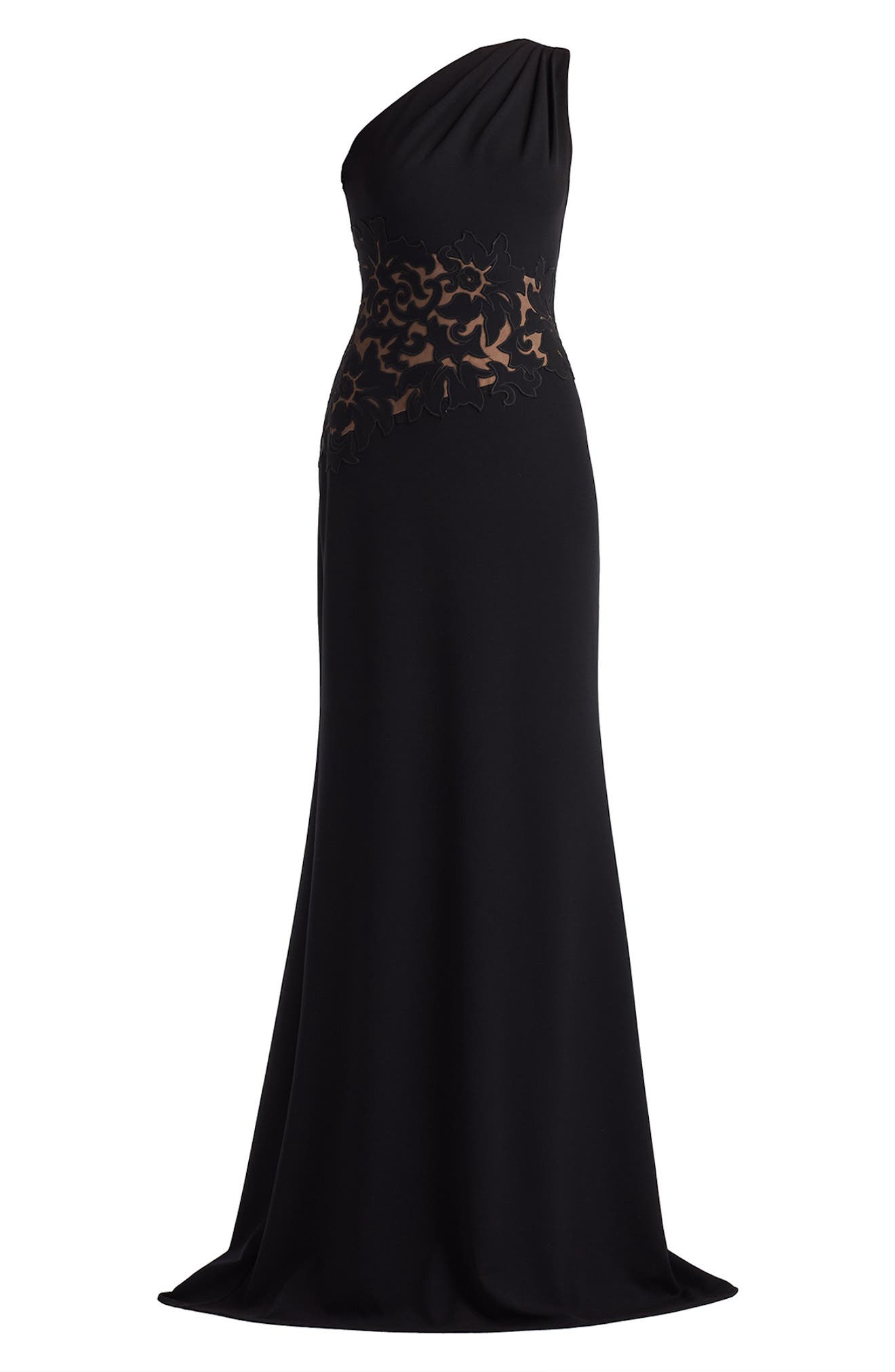 Tadashi Shoji Embroidered Detail One-Shoulder Gown (Women) | Nordstrom