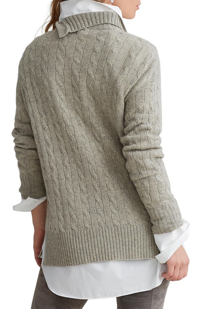 Polo Ralph Lauren Cable Shoulder Button Convertible Turtleneck Sweater, Alternate, color,