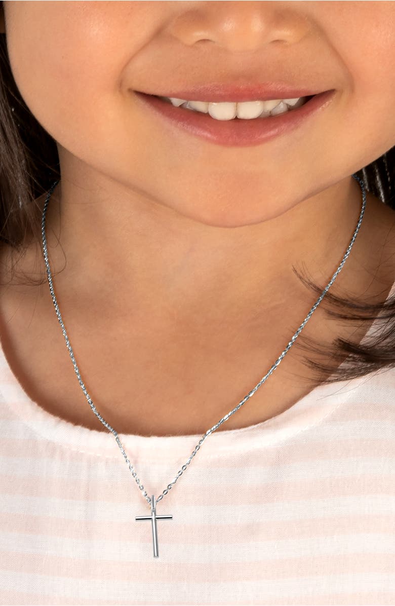 Tiny Blessings 14K Gold Rounded Cross Necklace, Alternate, color, 14K White Gold