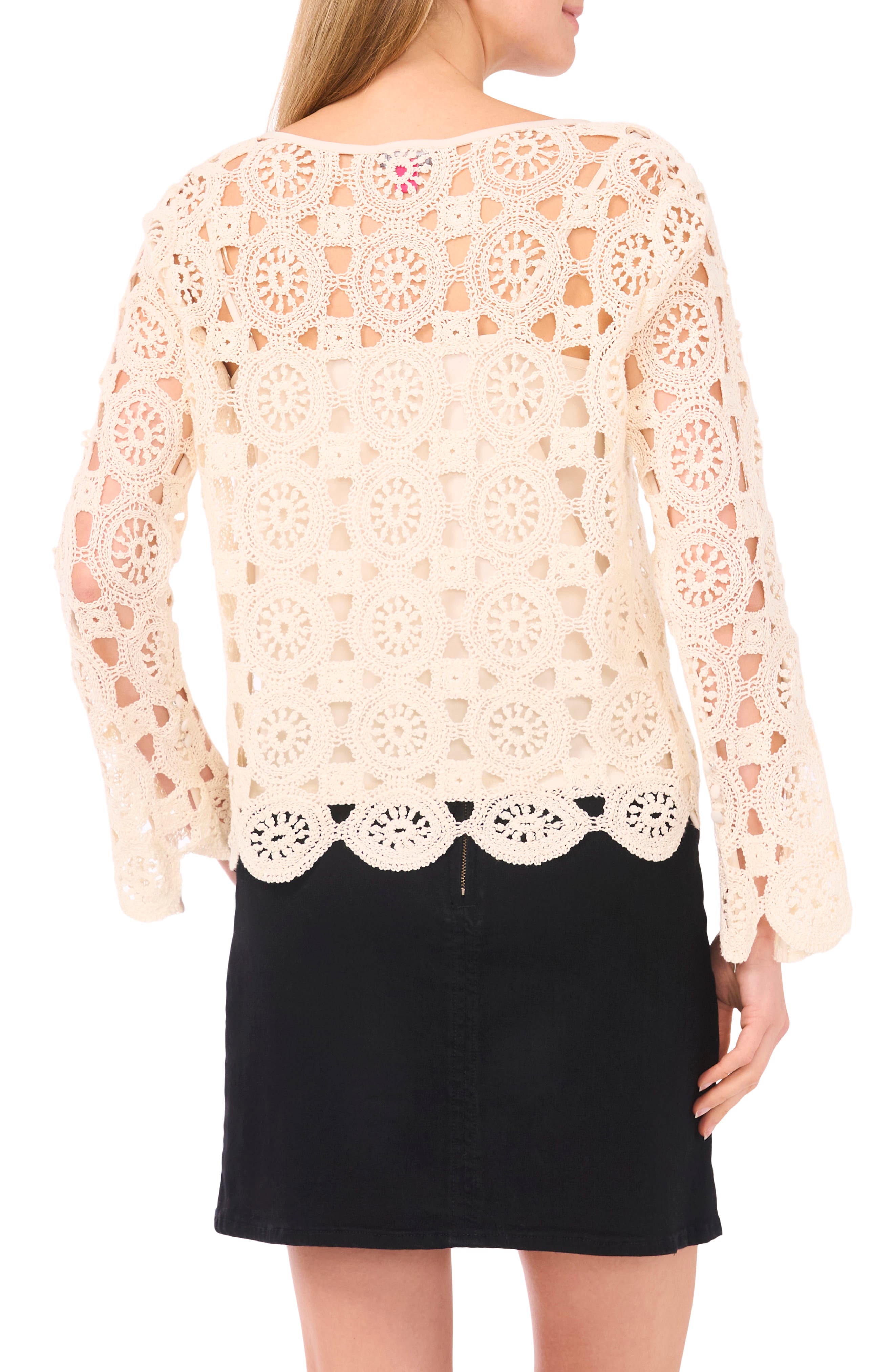 Flare Sleeve Open Stitch Top - image 2
