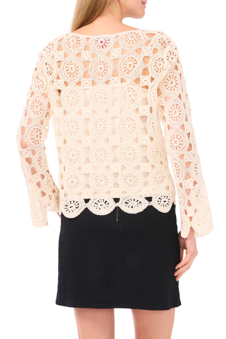 Flare Sleeve Open Stitch Top, Alternate, color, NATURAL