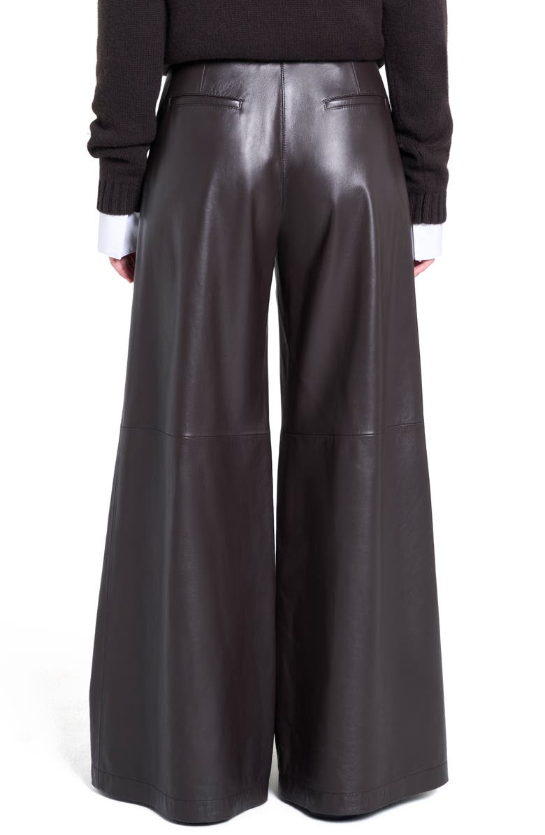 TWP Demie Topstitch Wide Leg Pants, Alternate, color, Chocolate
