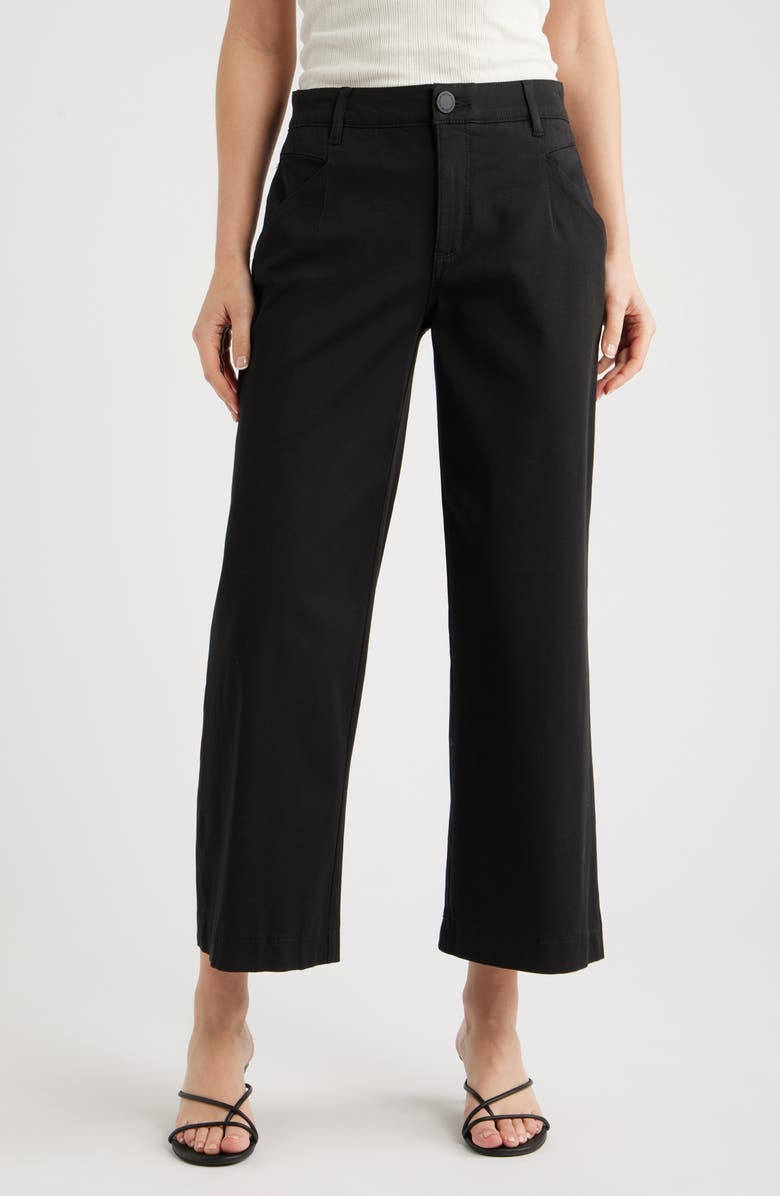 Wit & Wisdom Wyatt Skyrise Crop Wide Leg Twill Pants, Main, color, Black