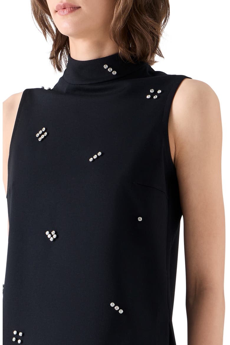 Dice-Dot Embellished Mock Neck Jersey Top, Alternate, color, BLACK