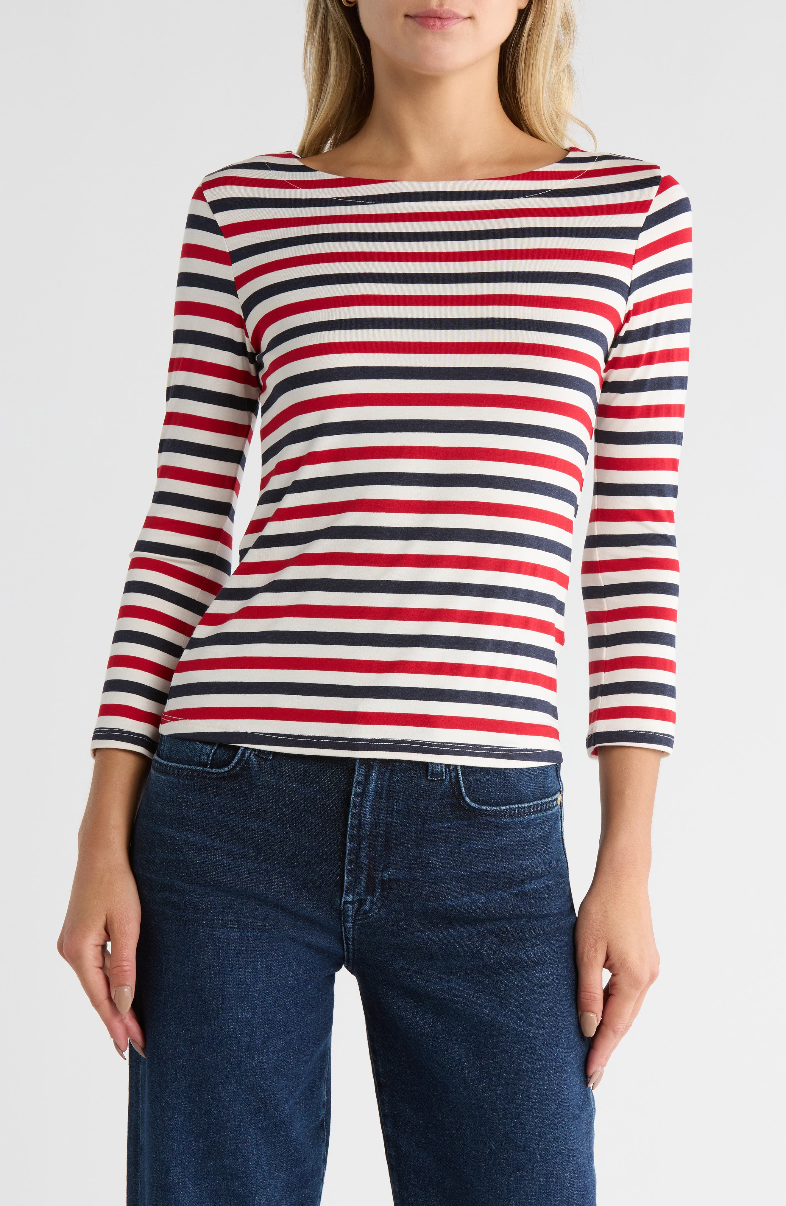 L'AGENCE Lucille Stripe Boatneck Top