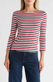 L'AGENCE Lucille Stripe Boatneck Top