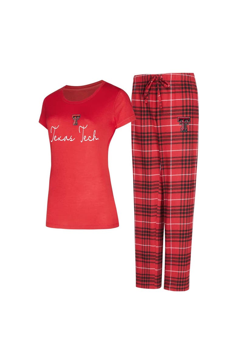 CONCEPTS SPORT Women's Concepts Sport Red Texas Tech Red Raiders Vector T-Shirt & Flannel Pants Sleep Set, Main, color, Red
