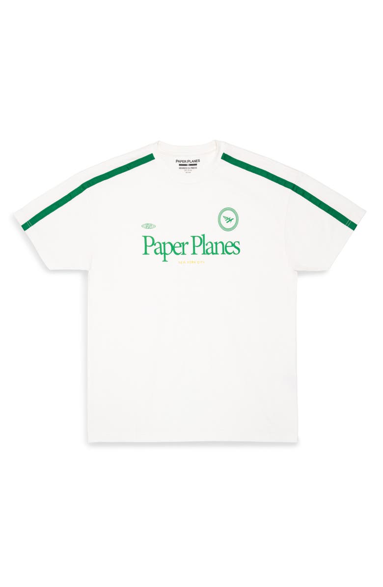 PAPER PLANES Soccer Stripe Cotton Graphic T-Shirt, Main, color, White
