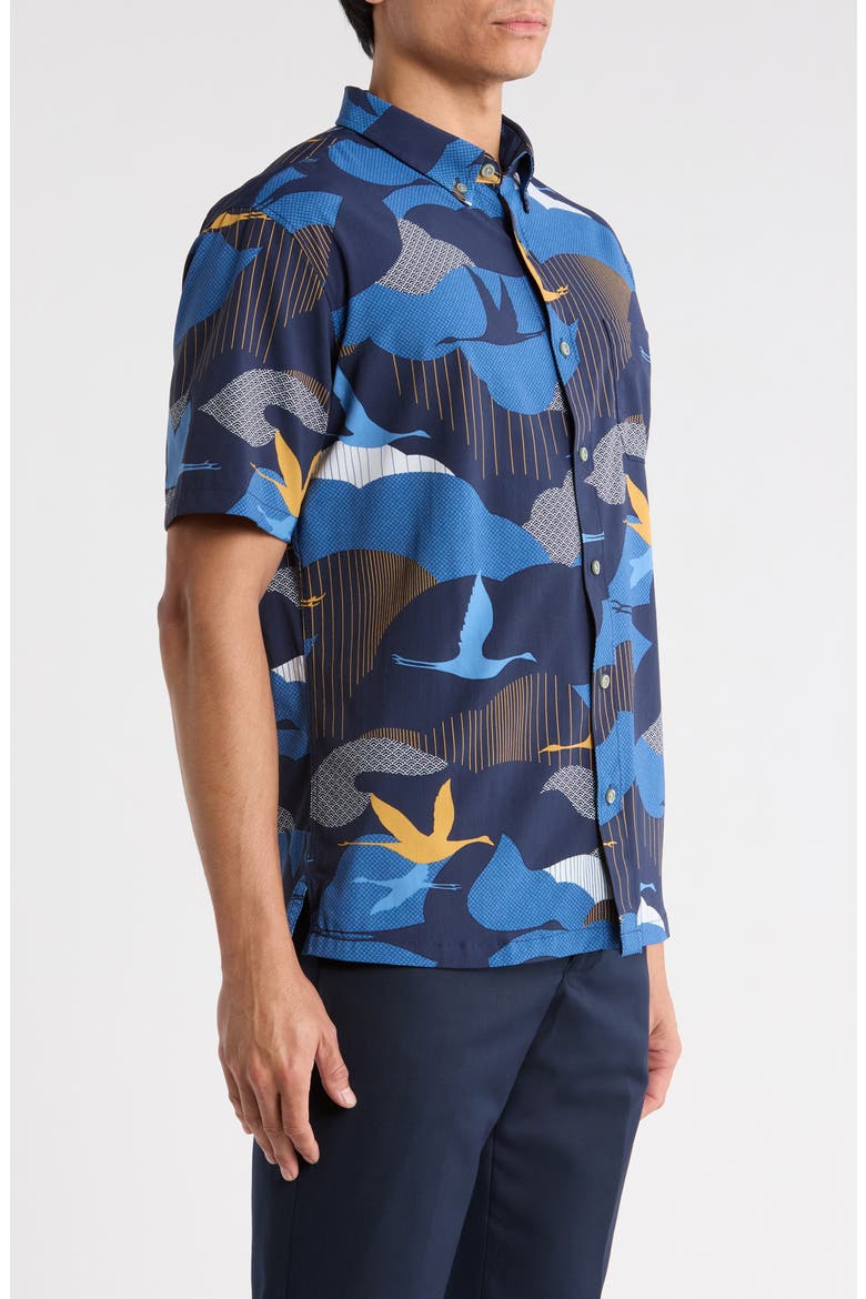 Take Flight Short Sleeve Button-Down Shirt, Alternate, color, NAVY