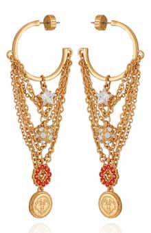 True Religion Charm Chain Drop Hoop Earrings