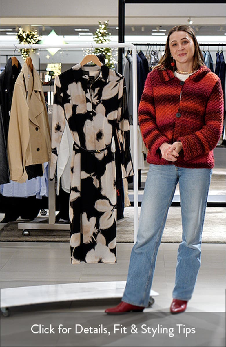 Floral Print Long Sleeve Shirtdress, sales video thumbnail