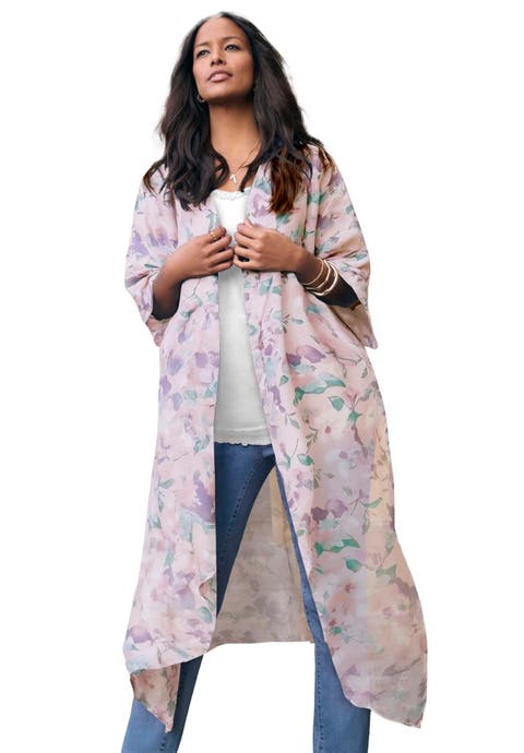 Plus Size Flowy Chiffon Duster (Plus)