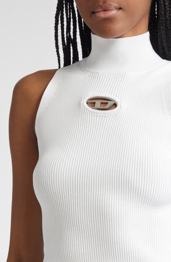 Onervax Logo Embellished Cutout Sleeveless Rib Top