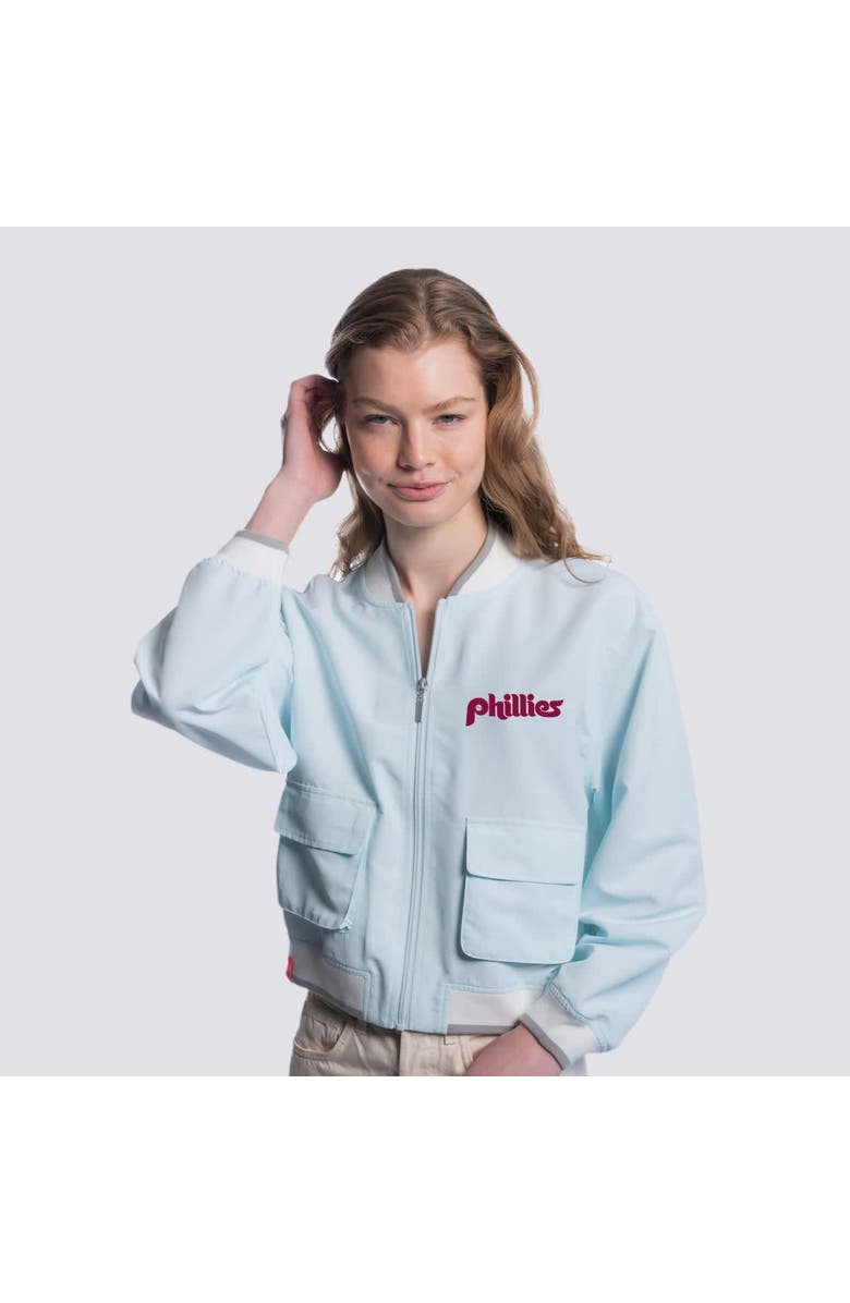 LUSSO Women's Lusso Light Blue Philadelphia Phillies Paisley Cropped Full-Zip Jacket, Alternate, color, Light Blue