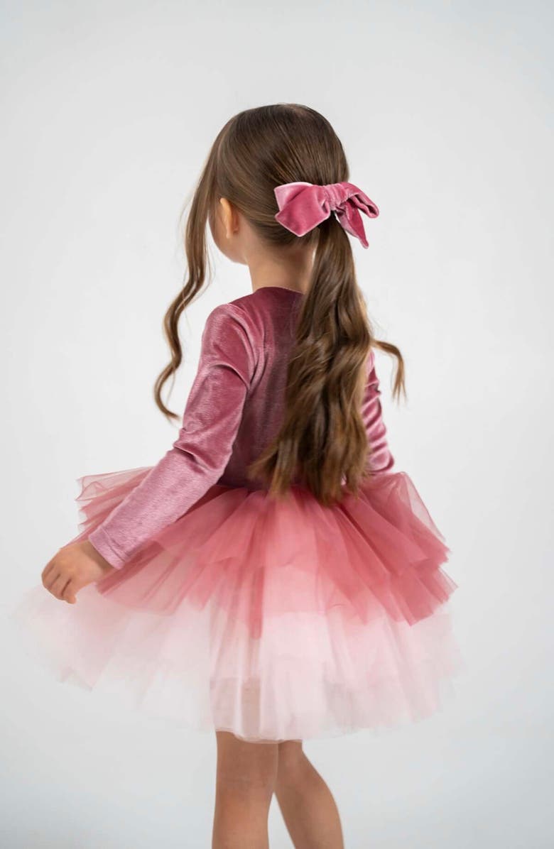 Mini Celebrities Luna Long Sleeve Velvet Tutu Dress, Alternate, color, Dusty Rose