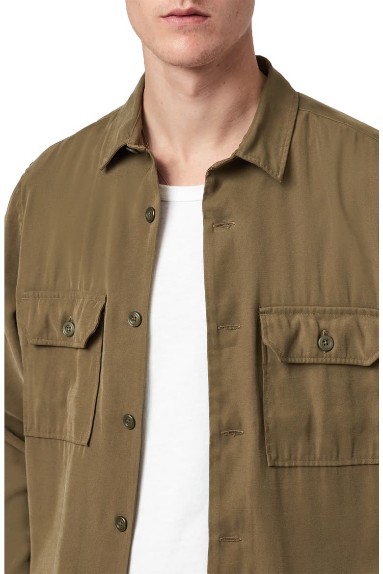 Brevet Button-Up Overshirt, Alternate, color, KHAKI GREEN