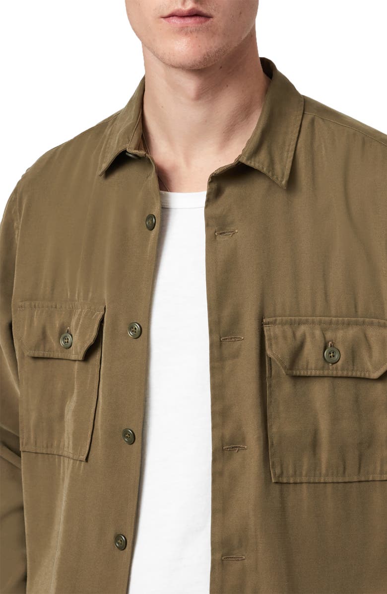 AllSaints Brevet Button-Up Overshirt, Alternate, color, 