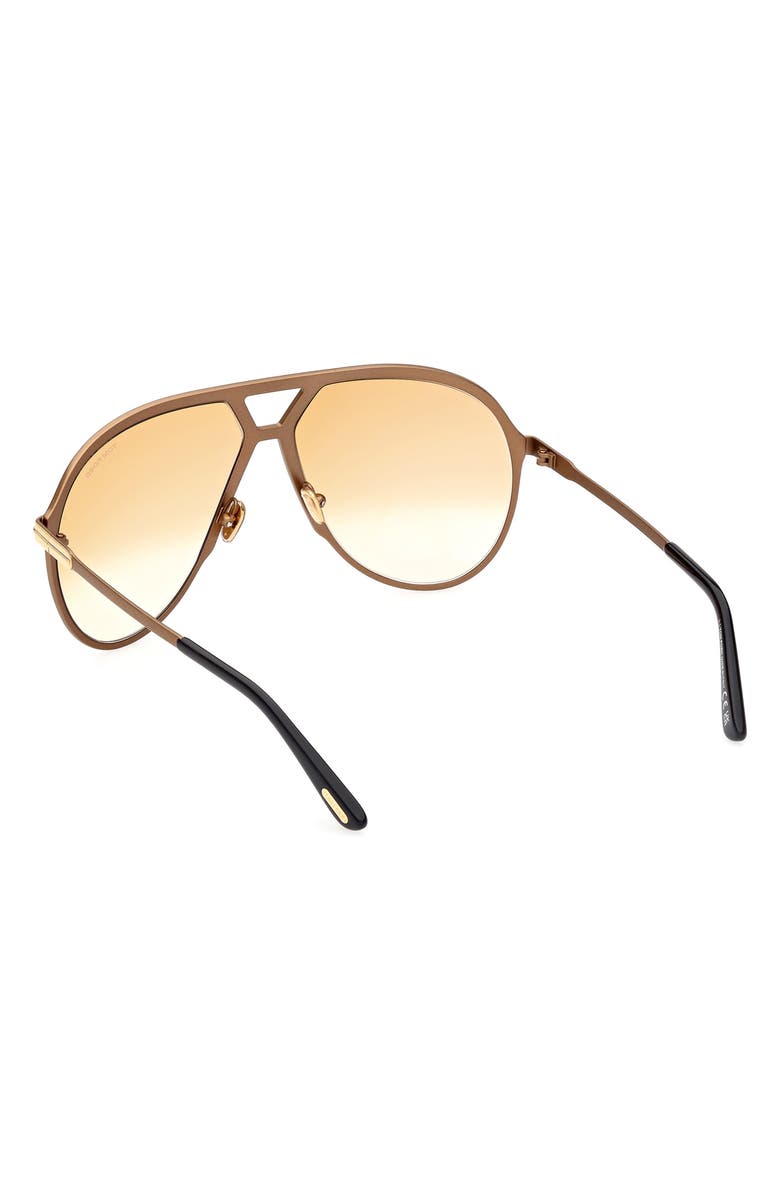 TOM FORD Xavier 64mm Gradient Oversize Pilot Sunglasses, Alternate, color, Shiny Rose Gold Brown