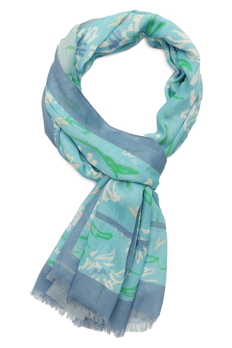 lively garden oblong scarf, Alternate, color, PRISTINE POOL