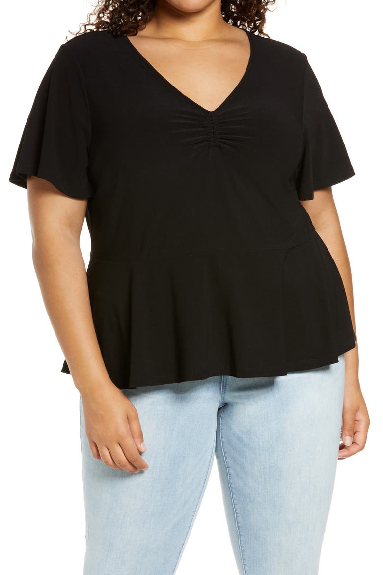 Cinch Front Top, Main, color, BLACK