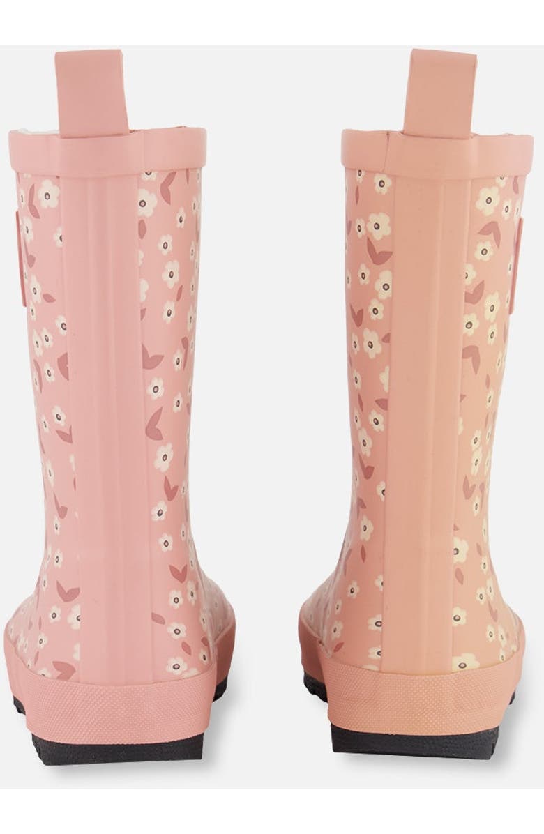Deux par Deux Girl's Printed Rain Boots Small White Flowers On Pale Pink, Alternate, color,